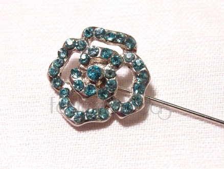 Alfiler de boda - PLATA FLOR BRILLANTES azul