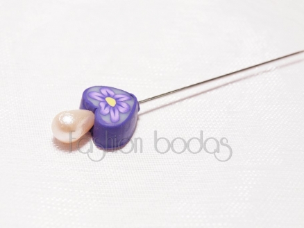 Alfiler de boda - CORAZÓN CON PERLA FIMO surtido