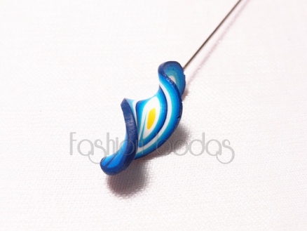 Alfiler de boda - ESPIRAL FIMO azul