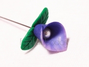 Alfiler de boda - CALA CON HOJAS FIMO morado