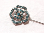 Alfiler de boda - PLATA FLOR BRILLANTES azul