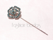 Alfiler de boda - PLATA FLOR BRILLANTES azul