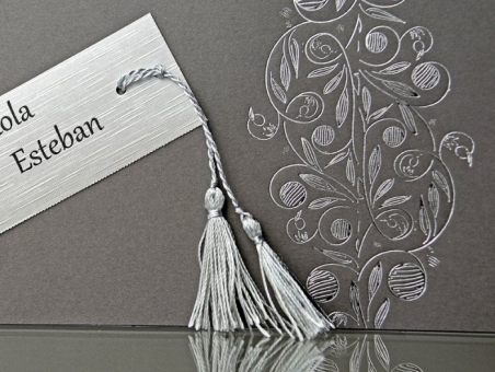 Invitación de boda elegante original gris 34920