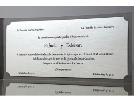 Invitación de boda elegante original gris 34920