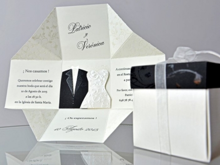 Invitación de boda elegante caja barata 34951