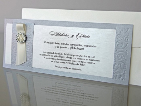 Invitación de boda elegante gris 34954