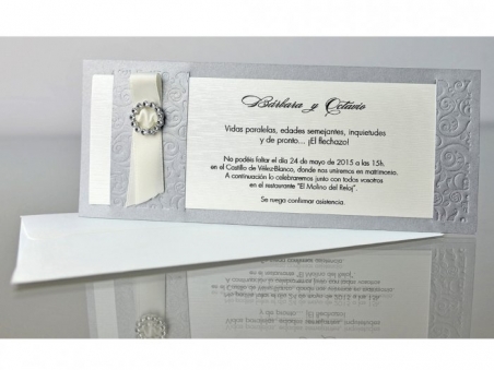 Invitación de boda elegante gris 34954