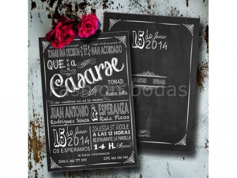 Invitación de boda - PIZARRA MOD.1   ref.  TJS-630