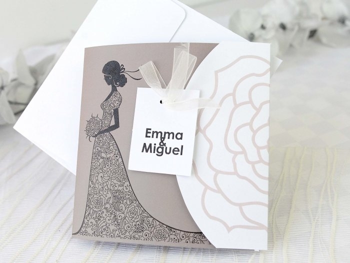 Invitación de boda - ELEGANTE GRIS CON FOTO (A66832) Invitación de boda - ELEGANTE GRIS CON FOTO (A66832)