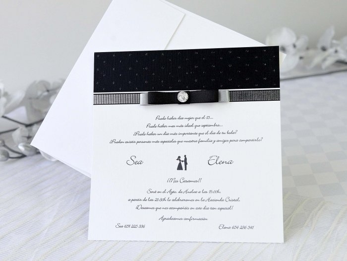 Invitación de boda - ELEGANTE BLANCO Y NEGRO (A72570) Invitación de boda - ELEGANTE BLANCO Y NEGRO (A72570)