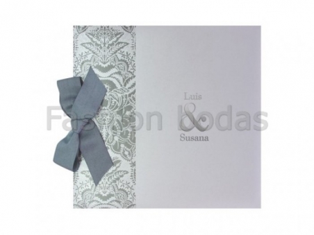 Libro de firmas - ORNAMENTOS GRIS CON LAZO GRIS