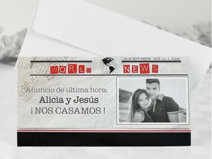 Invitación de boda - PERIODICO CON FOTO (A61532) Invitación de boda - PERIODICO CON FOTO (A61532)