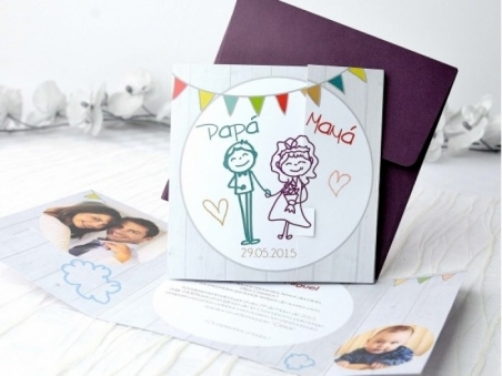 Invitación de boda con hijos 32690 para boda y bautizo