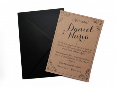 Invitación de boda barata moderna elegante KRAFT CLASICA