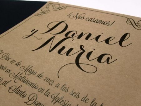 Invitación de boda barata moderna elegante KRAFT CLASICA