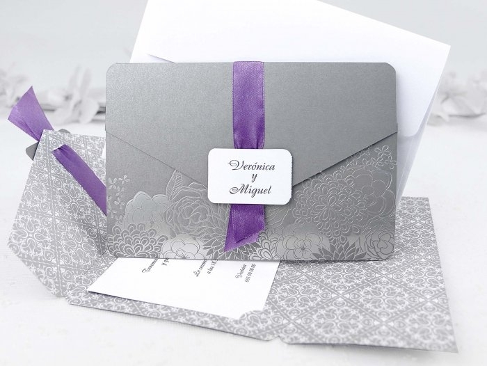 Invitación de boda - ELEGANTE GRIS    (39113 B)