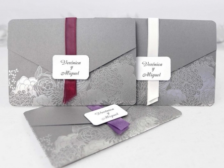 Invitación de boda barata elegante gris 39113