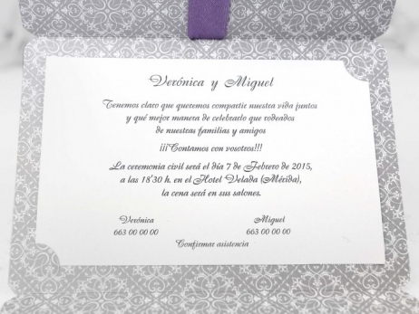 Invitación de boda - ELEGANTE GRIS    (39113 B)