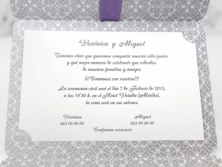 Invitación de boda barata elegante gris 39113