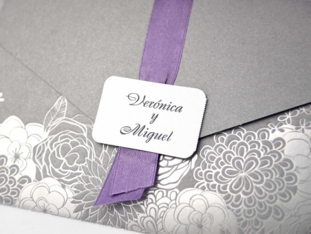 Invitación de boda barata elegante gris 39113