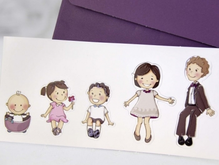 Invitación de boda con hijos barata CARD 39124 para boda y bautizo