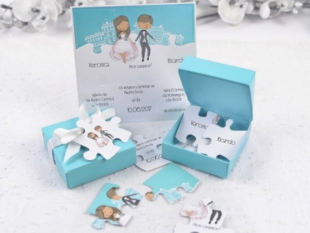 Invitación de boda original caja con puzzle  39125