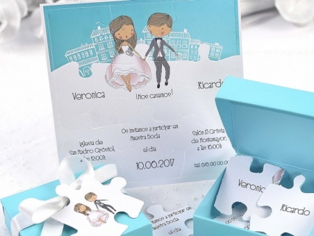Invitación de boda original caja con puzzle  39125