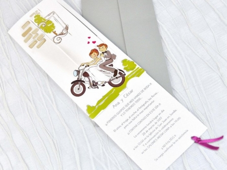 Invitación de boda - NOVIOS EN MOTO   (39132 C)