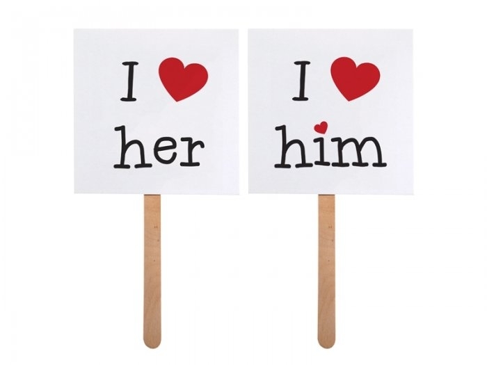 MINI CARTEL PARA PHOTOCALL  I love him/I love her  ref KN1