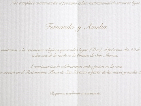 Invitación de boda - CLASICA CON FORRO DORADO   (ES546)