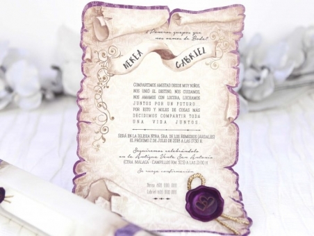 Invitación de boda barata pergamino antiguo 39215