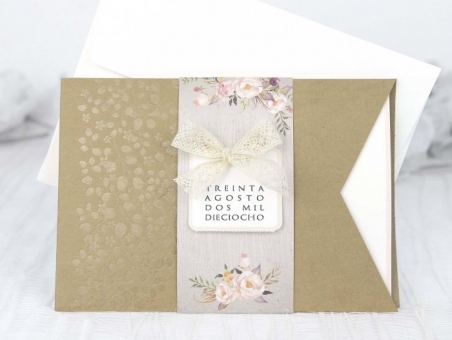 Invitación de boda kraft rustica vintage 39224