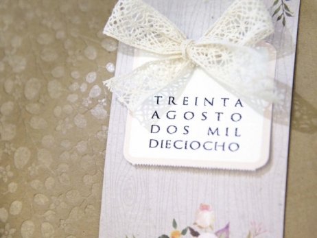 Invitación de boda -  KRAFT CON FLORES     ( 39224 H)