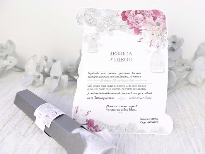 Invitación de boda - PERGAMINO ELEGANTE   (39227 A)