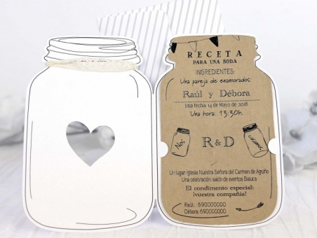 Invitación de boda rustica tarro 39229