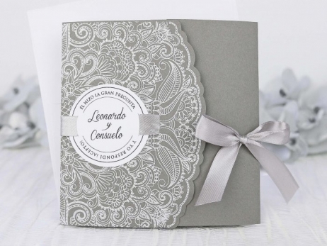 Invitación de boda -  ELEGANTE GRIS ENCAJE   (39231 D)