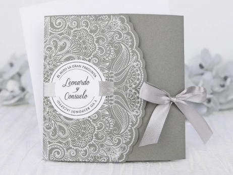 Invitación de boda -  ELEGANTE GRIS ENCAJE   (C39231D)