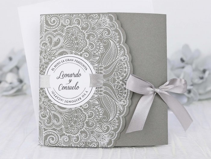 Invitación de boda -  ELEGANTE GRIS ENCAJE   (39231 D)