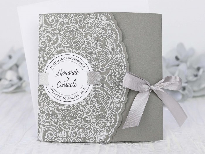 Invitación de boda - ELEGANTE GRIS ENCAJE (C39231D) Invitación de boda - ELEGANTE GRIS ENCAJE (C39231D)