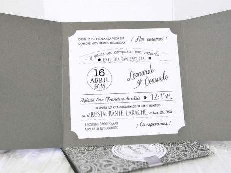 Invitación de boda -  ELEGANTE GRIS ENCAJE   (39231 D)