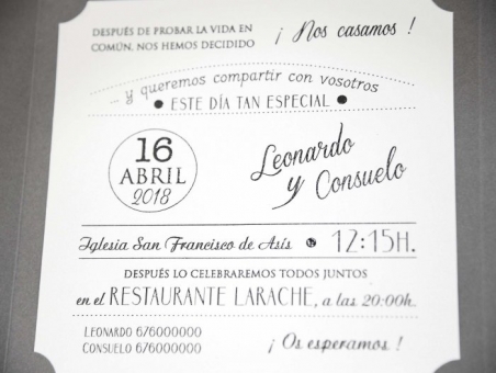 Invitación de boda barata elegante gris encaje 39231