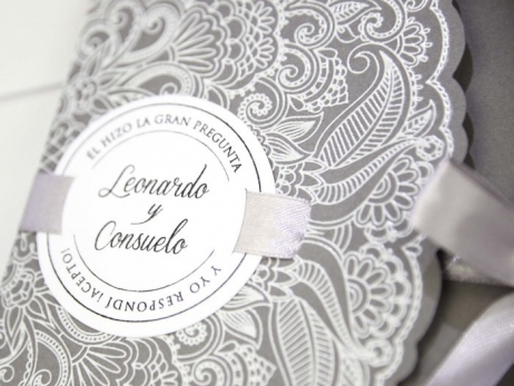 Invitación de boda -  ELEGANTE GRIS ENCAJE   (39231 D)