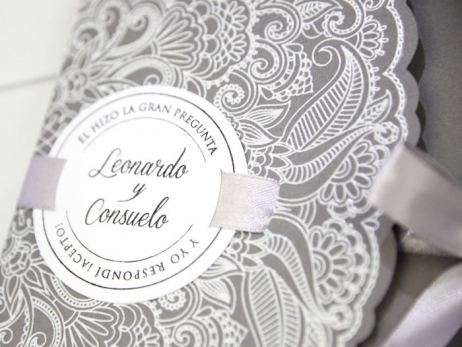 Invitación de boda -  ELEGANTE GRIS ENCAJE   (C39231D)