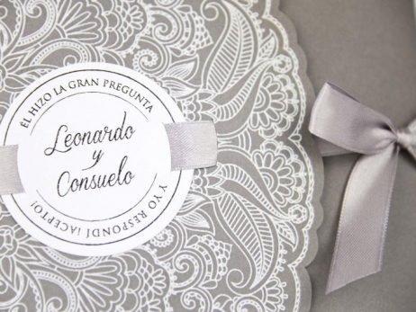 Invitación de boda -  ELEGANTE GRIS ENCAJE   (C39231D)