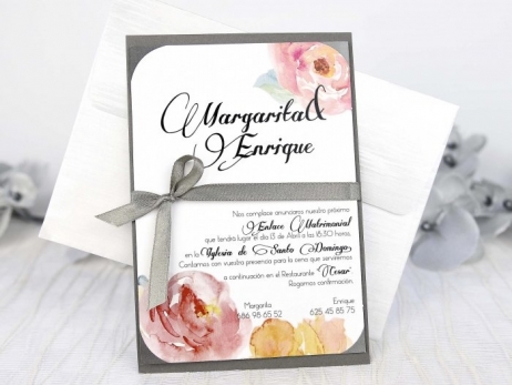 Invitación de boda -  ACUARELA FLORES   (32627 D)