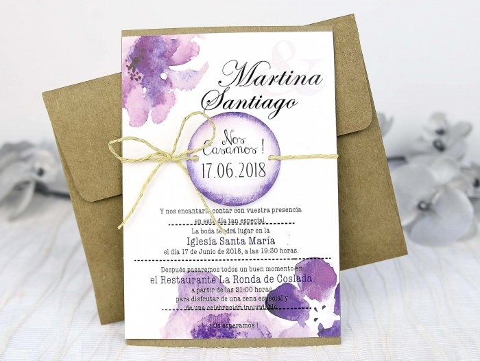 Invitacion de boda ACUARELA FLORES Montaje No Color Multicolor Tarjetas nº  cuenta No Impresión Digital (+40 €)