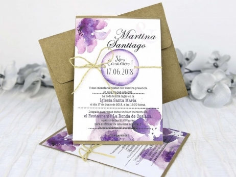 Invitación de boda -  ACUARELA FLORES   (32635 A)