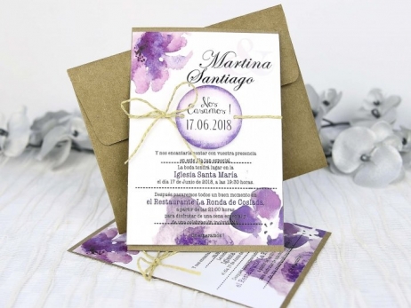 Invitación de boda -  ACUARELA FLORES   (C32635A)