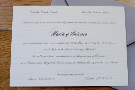 Invitación de boda - CLÁSICA GRIS