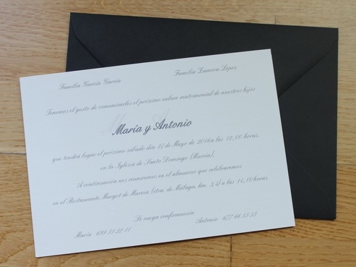 Invitación de boda - CLÁSICA NEGRA Invitación de boda - CLÁSICA NEGRA